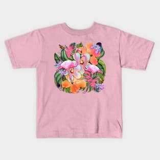 Tropical Vibes Flamingos Kids T-Shirt